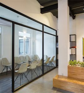 Fully glazed fire-rated steel doors