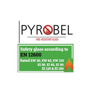 Pyrobel-T fire-resistant glass with steel frame doors